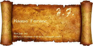 Haase Ferenc névjegykártya